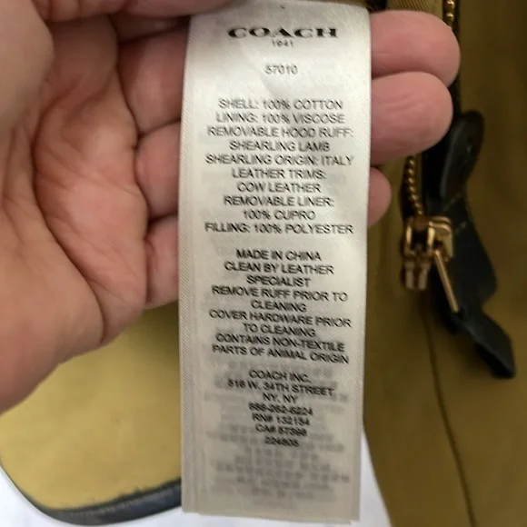 Coach classic parka with shearling and leather trim. NWT. - Picture 11 of 12